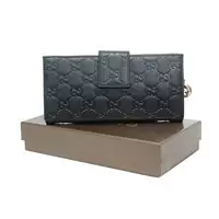 gucci donne portafoglio - nuovo pression-fleurs-nero-cuir